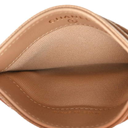 Chanel Caviar Quilted Crystal Card Holder Beige 5 of 9