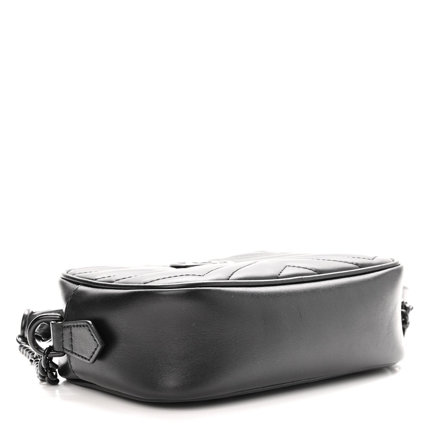 Calfskin Matelasse Monochrome Mini GG Marmont Chain Shoulder Bag Black