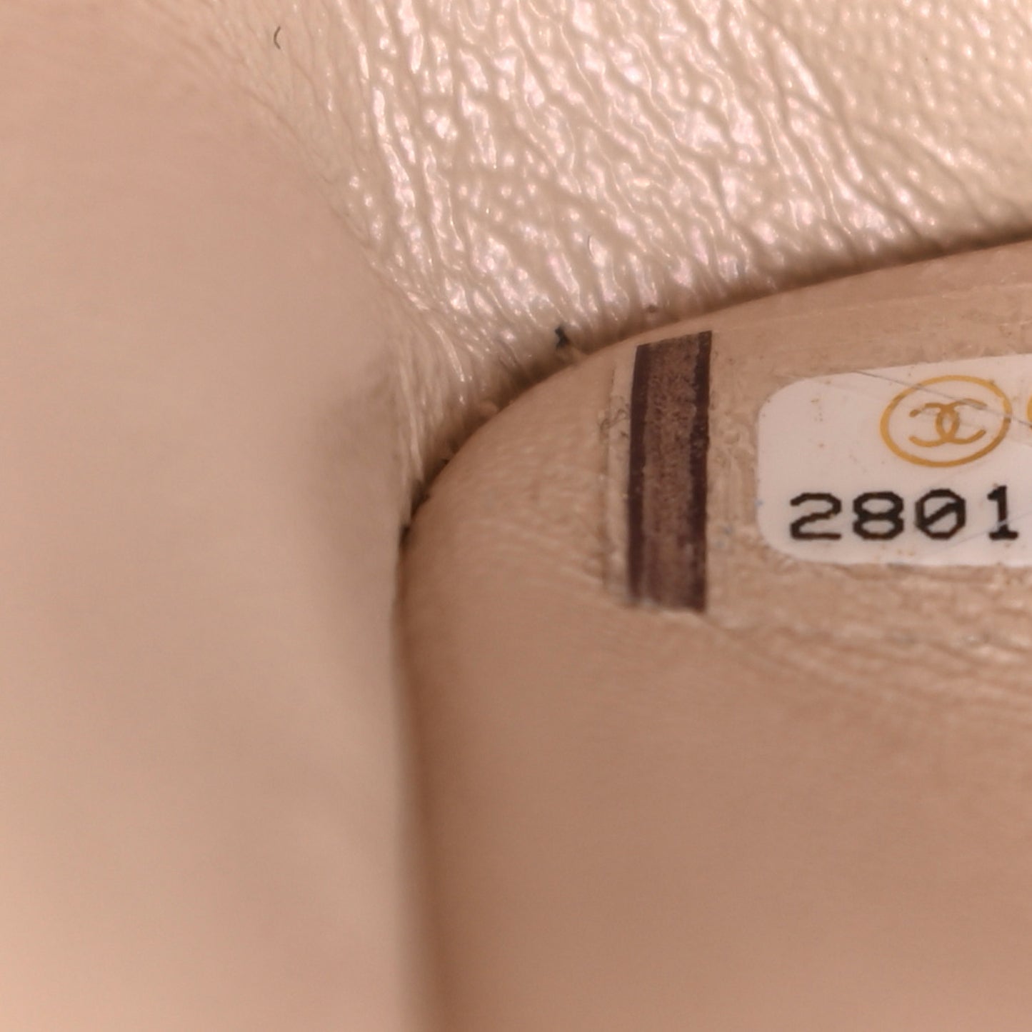 Iridescent Lambskin Quilted Medium Double Flap Beige