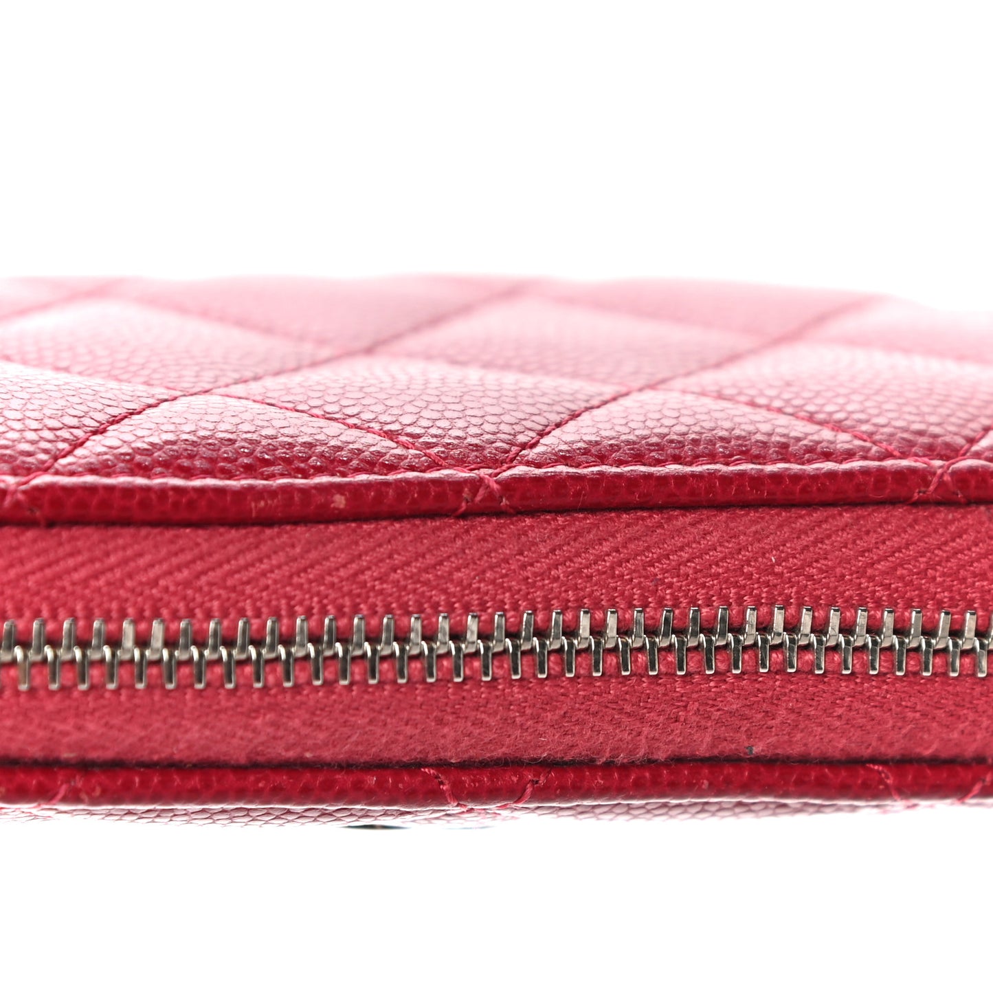 Caviar Quilted Medium Zip Around Wallet Red