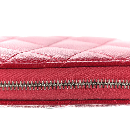 Chanel Caviar Quilted Medium Zip Around Wallet Red 19 of 21