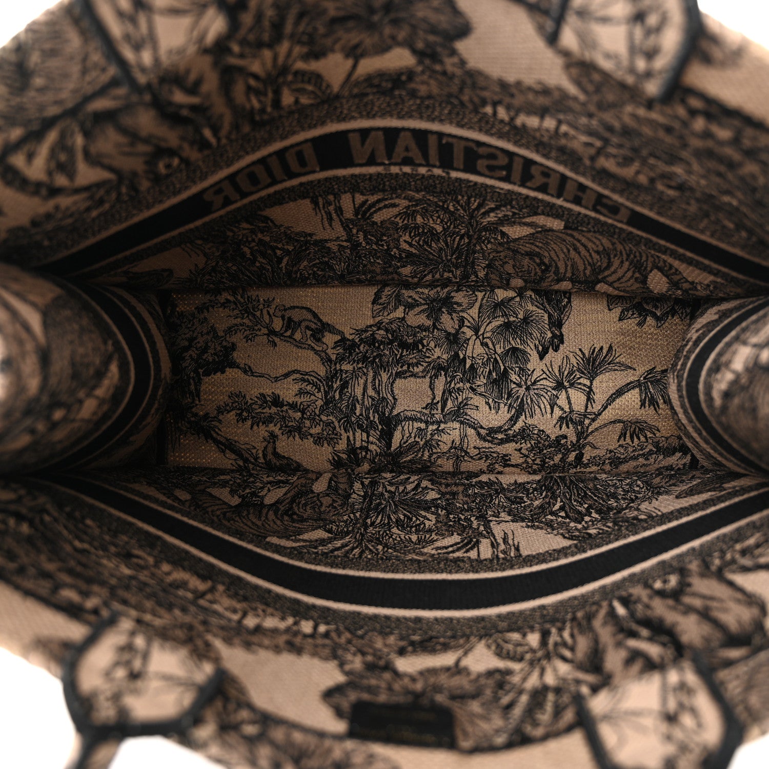 Christian Dior Canvas Embroidered Large Dioriviera Toile De Jouy Book Tote Black 5 of 10