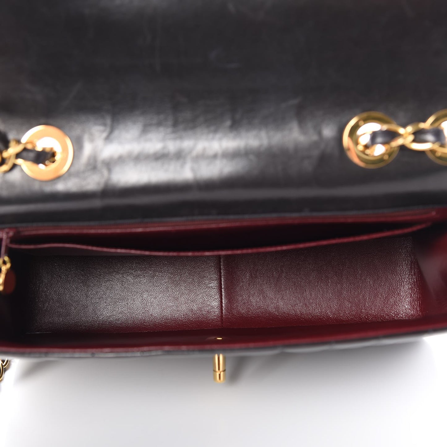 Lambskin Vertical Quilt Jumbo Single Flap Black