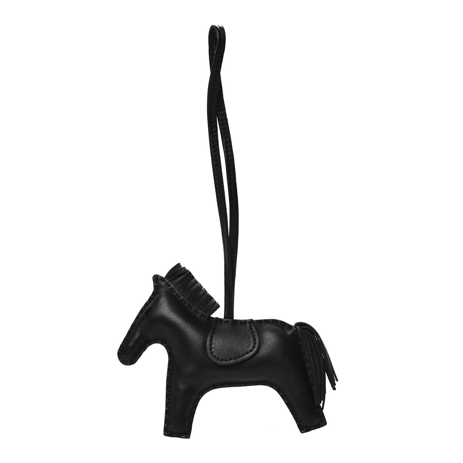 Hermes Milo Lambskin Grigri Rodeo Horse Bag Charm MM So Black 1 of 4