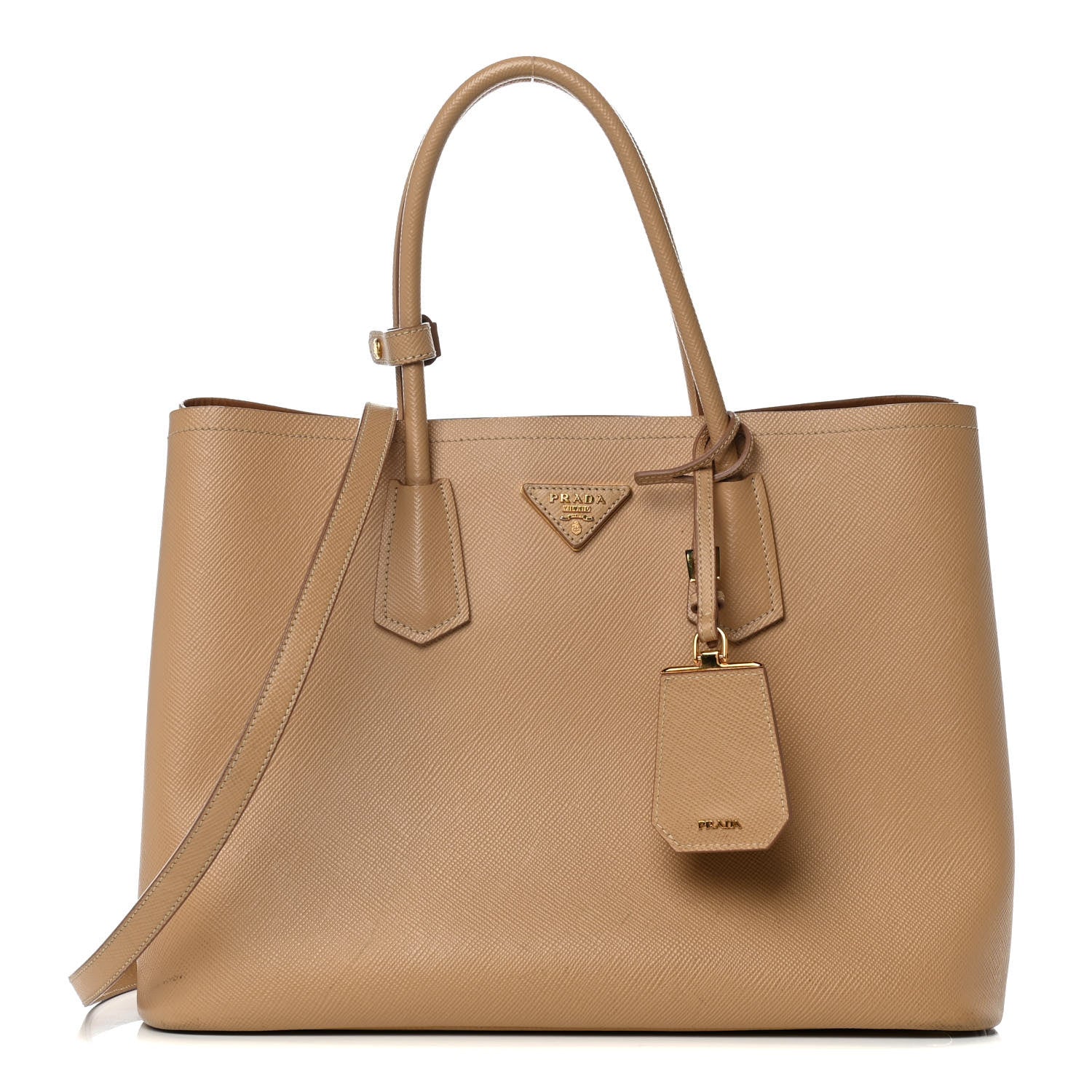 Prada Saffiano Cuir Medium Double Bag Noisette 1 of 16