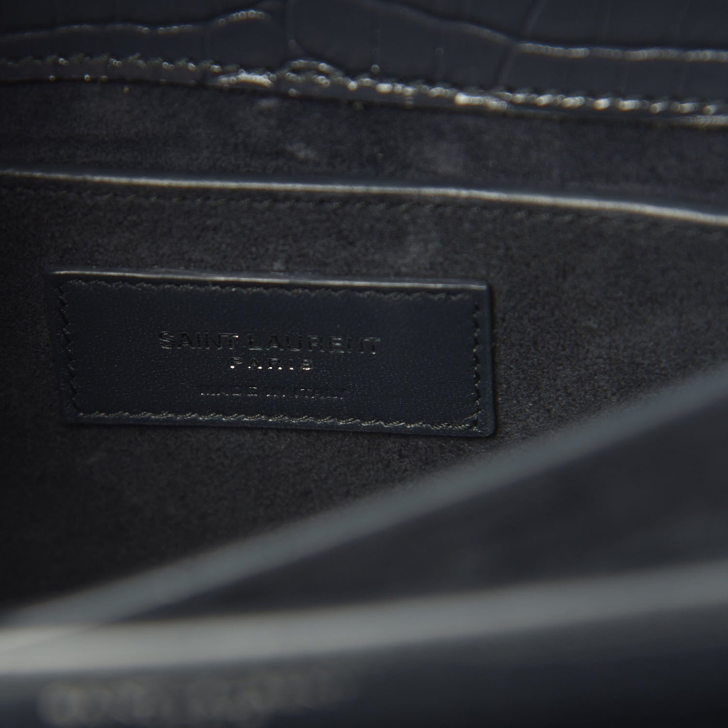 Saint Laurent Calfskin Crocodile Embossed Medium Monogram Sunset New Graphite 6 of 11