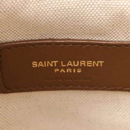 Saint Laurent Shearling Suede Monogram Joe Nano Bucket Bag Dark Cigar Natural Beige 6 of 10