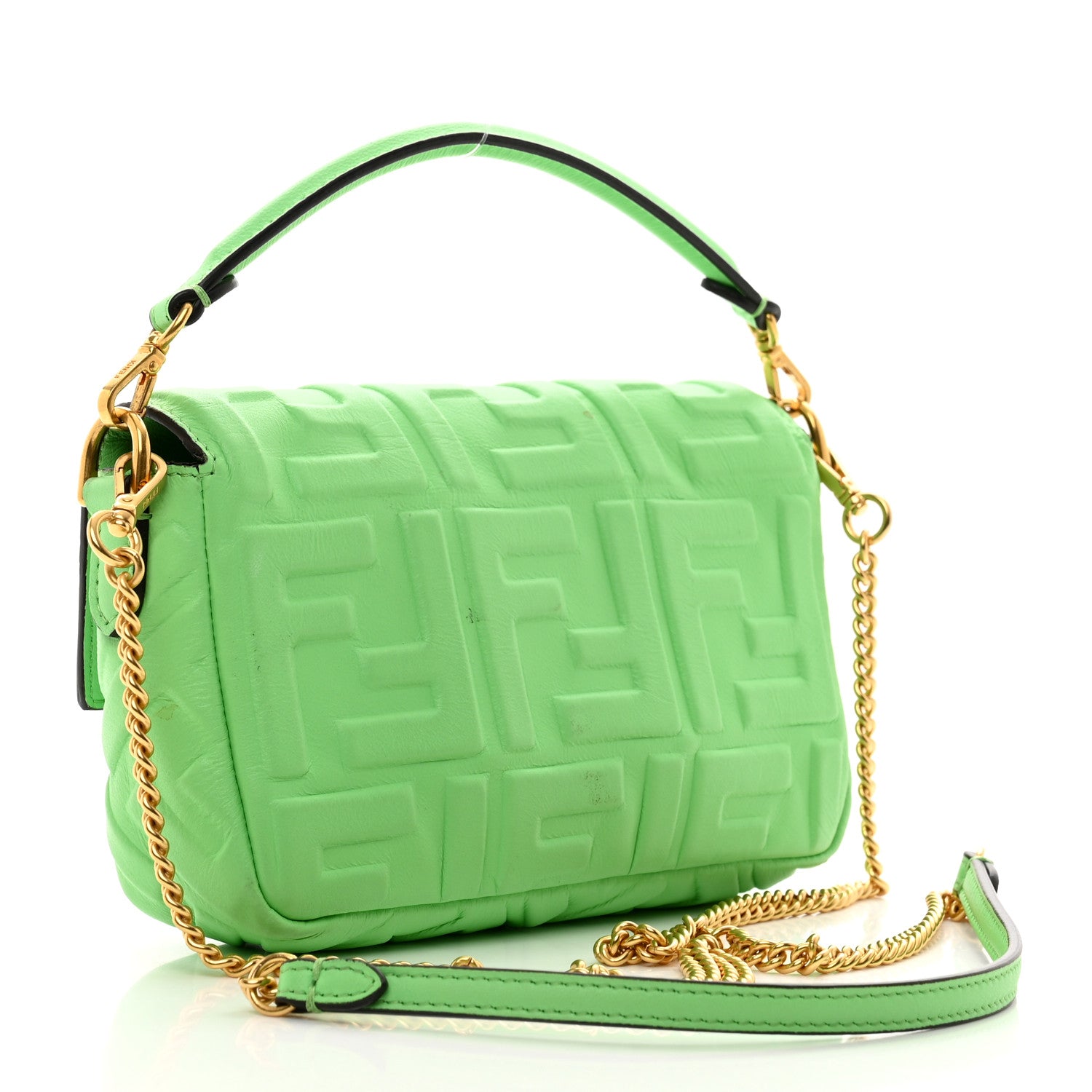 Fendi Nappa FF 1974 Embossed Mini Baguette Edamame 3 of 14