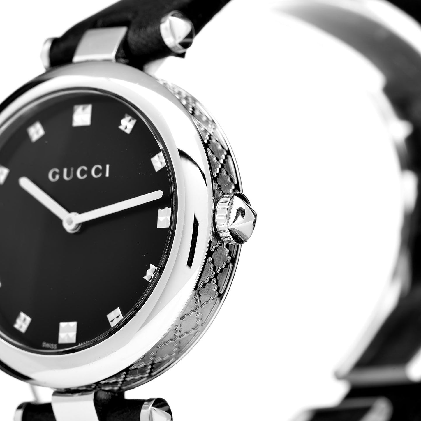 Stainless Steel Calfskin 32mm Diamantissima Quartz Watch Black