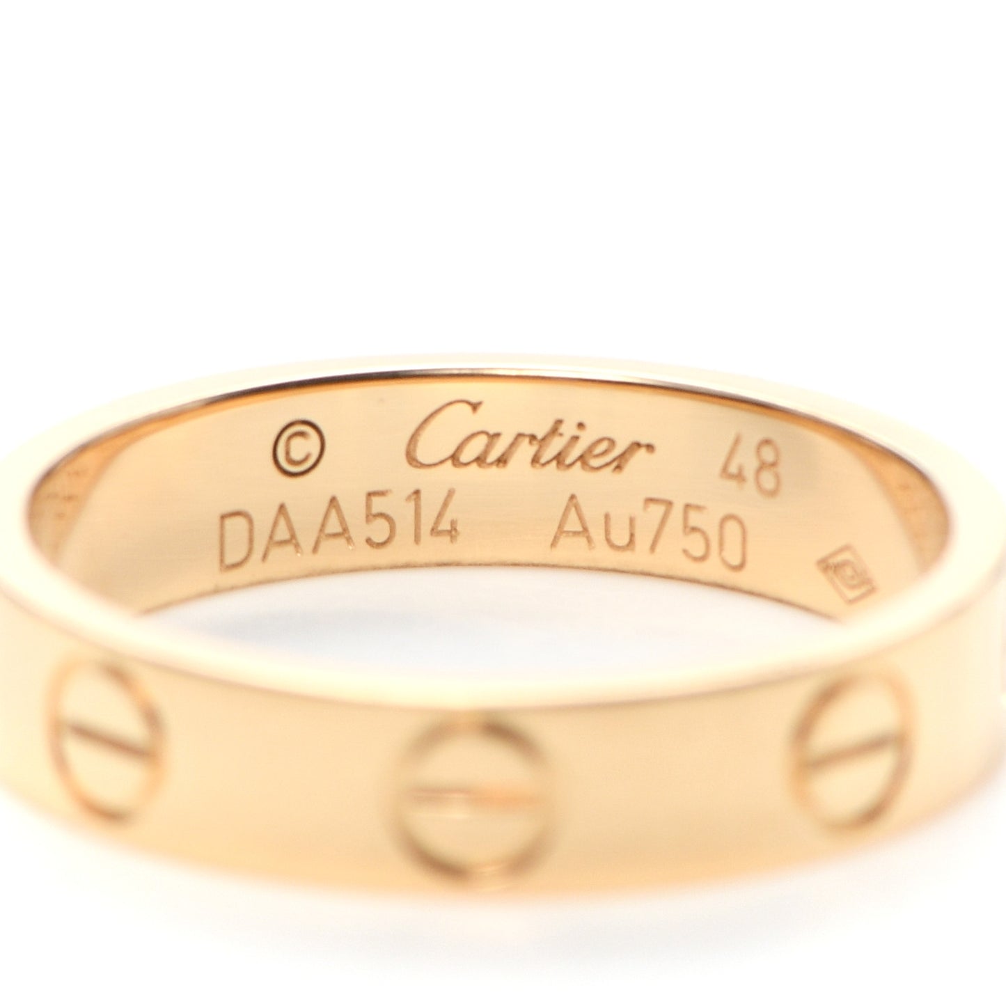 18K Yellow Gold 3.5mm LOVE Wedding Band Ring 48 4.5