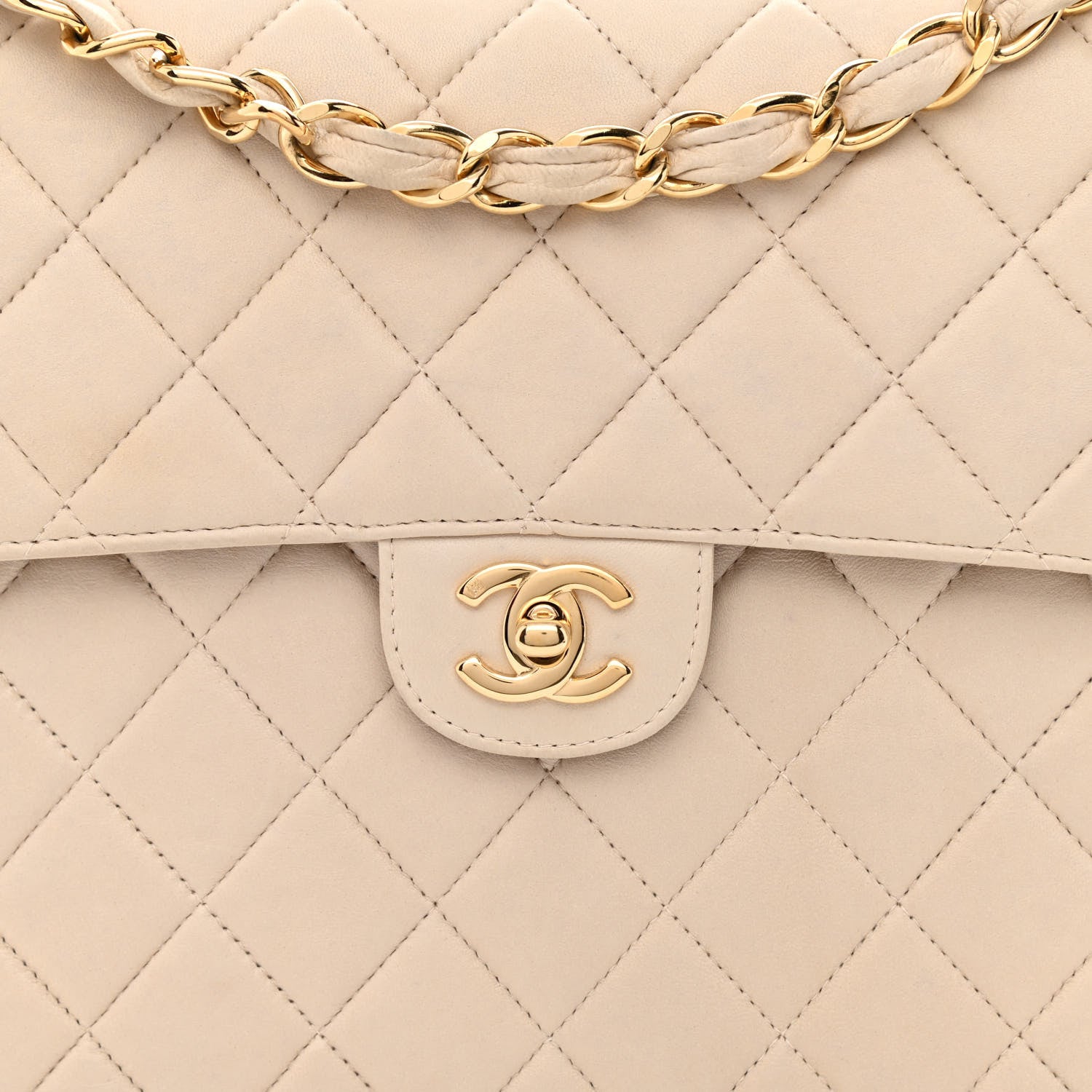 Chanel Lambskin Quilted Jumbo Single Flap Beige Clair 7 of 10