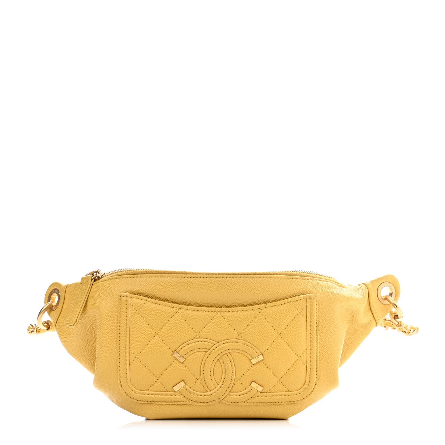 Caviar Quilted Filigree Waist Bag Yellow