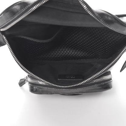 Fendi Glazed Fabric Vitello Century FF 1974 Stamp Patch Pocket Belt Bag Black 5 of 7