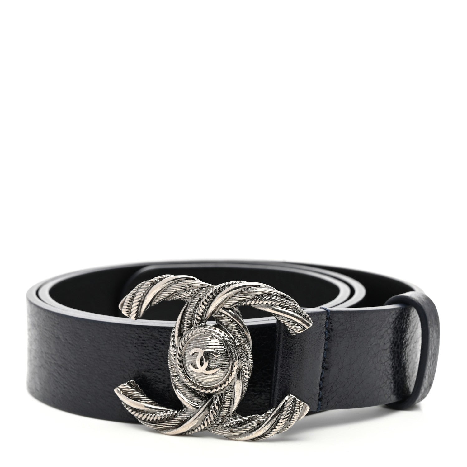 Chanel Glazed Calfskin CC Belt 75 30 Navy Blue 1 of 9