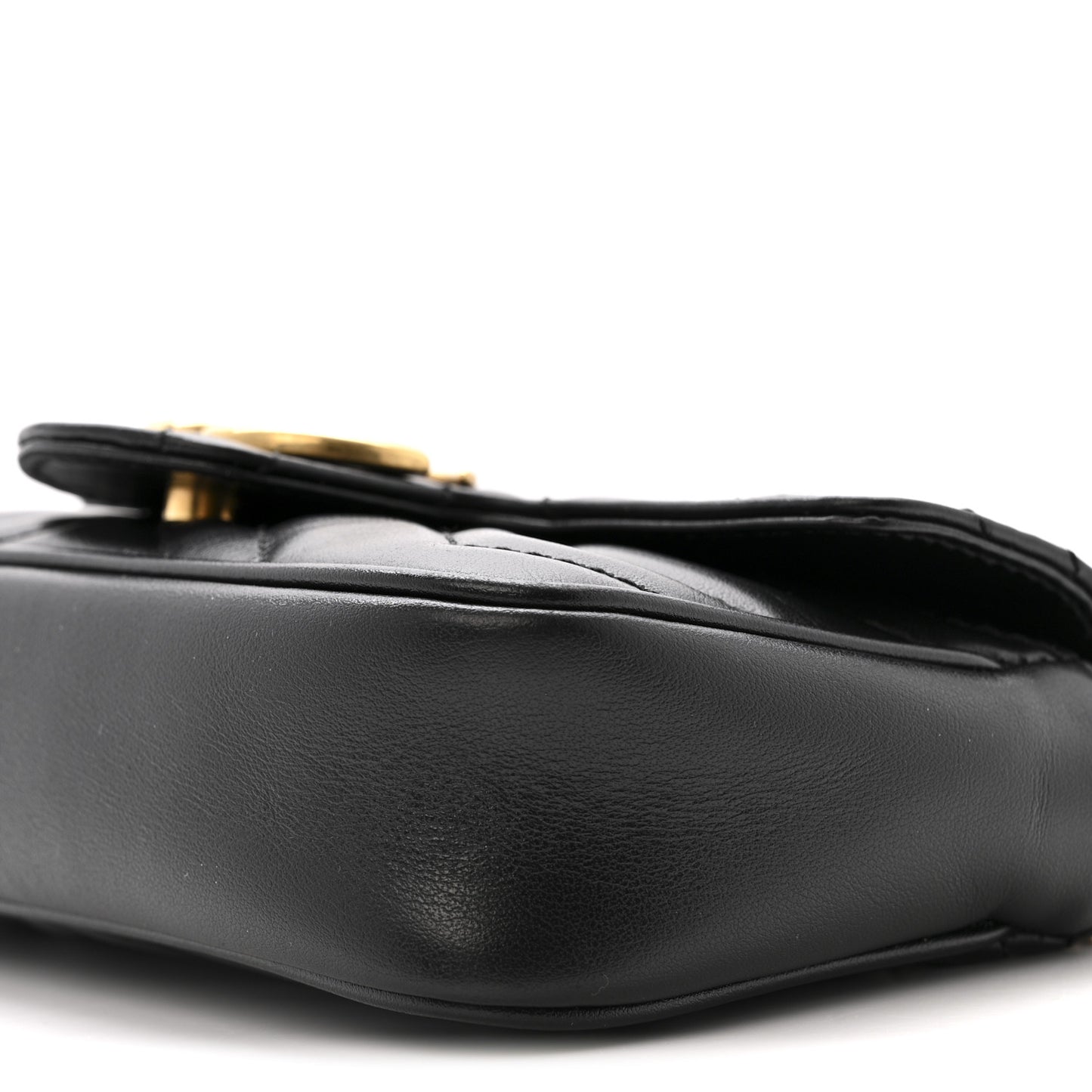 Calfskin Matelasse Super Mini GG Marmont Shoulder Bag Black