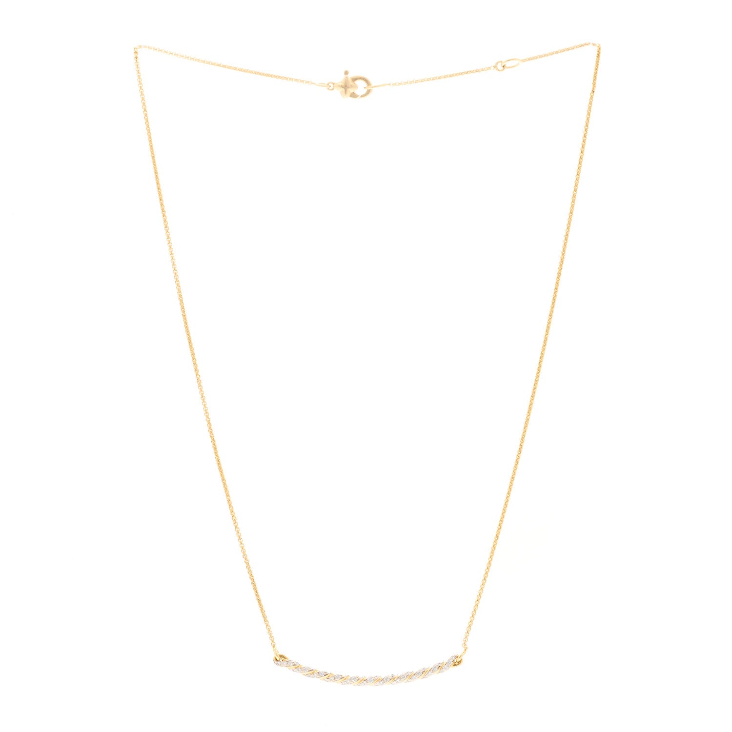 David Yurman 18K Yellow Gold Diamond Paveflex Petite Pave Station Necklace 3 of 4