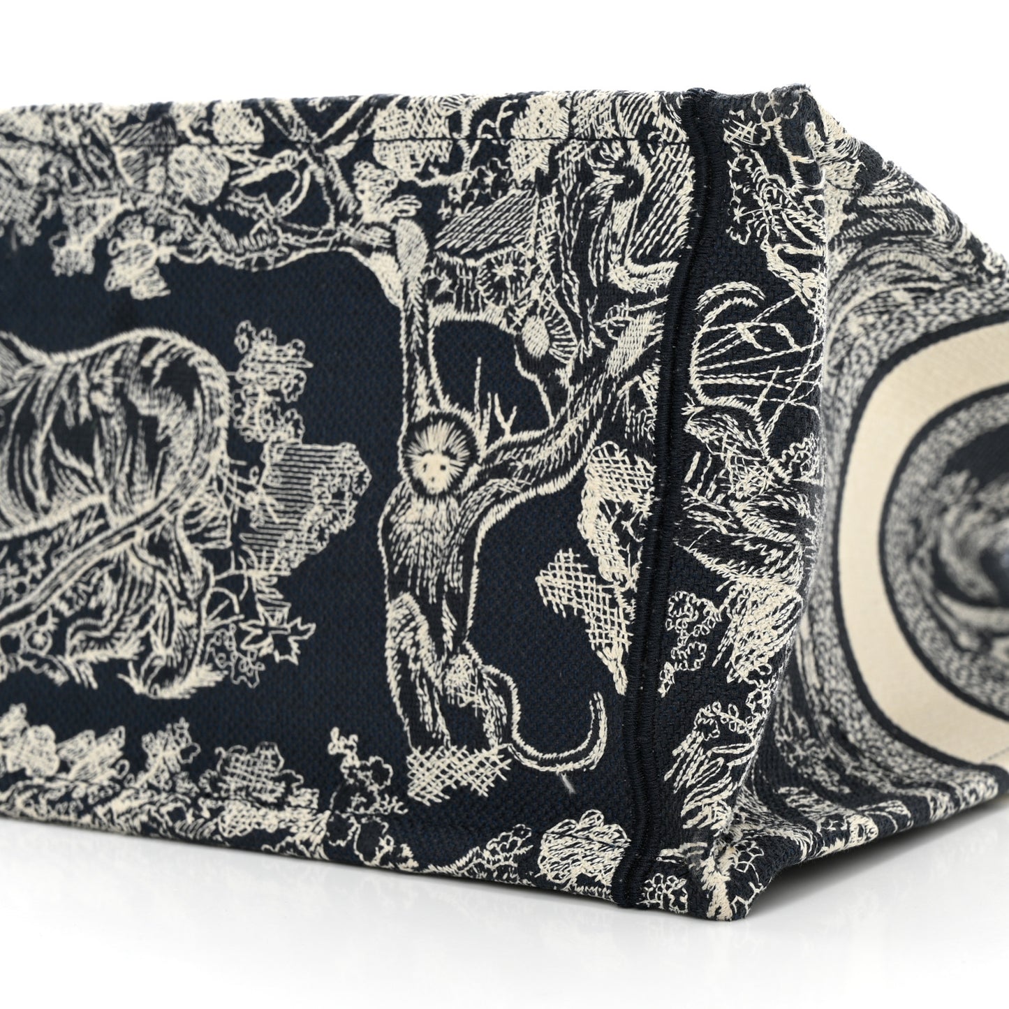 Canvas Embroidered Medium Toile De Jouy Reverse Book Tote Blue