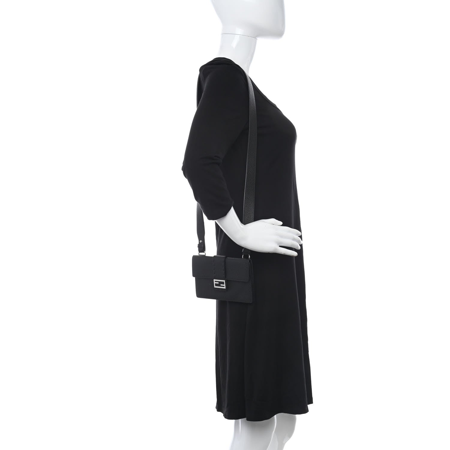 Fendi Cuoio Romano Selleria Baguette Belt Pouch Black 2 of 12