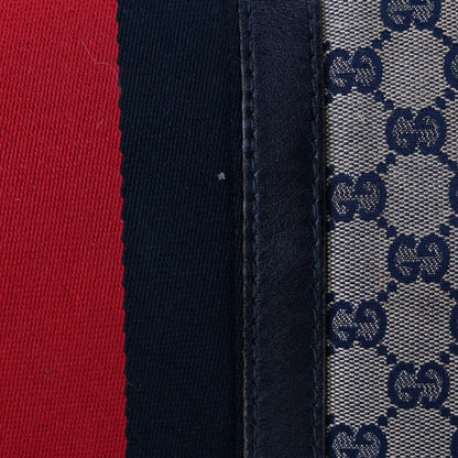 Gucci Monogram Selleria Calfskin Vintage Web Medium Boston Beige Blue 12 of 12