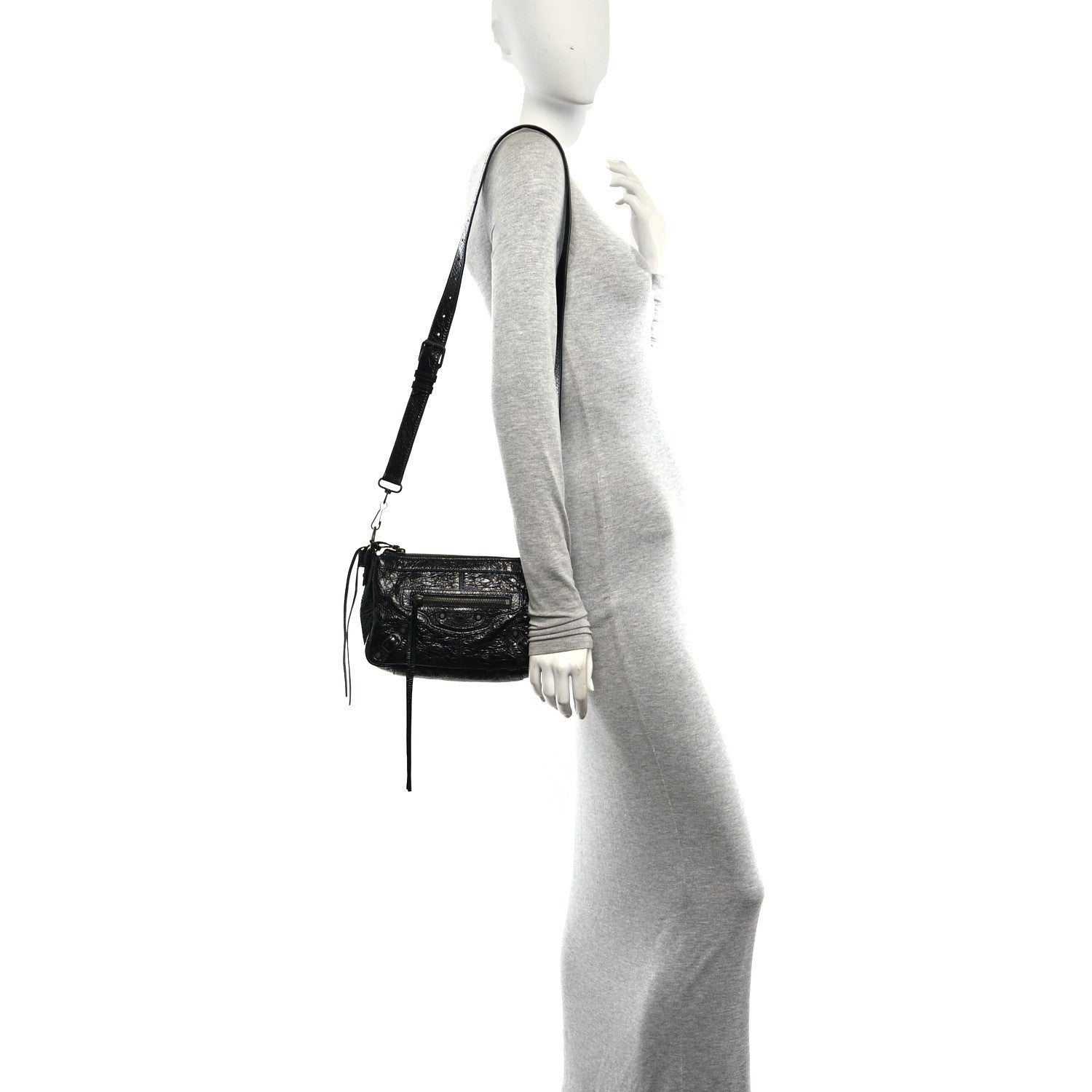 Balenciaga Metallized Agneau Arena Classic Hardware Mini Le City Moto Black 2 of 10