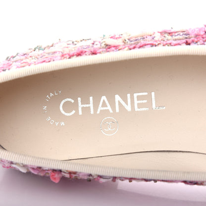 Chanel Tweed Calfskin Cap Toe Ballerina Flats 36.5 Pink 8 of 11
