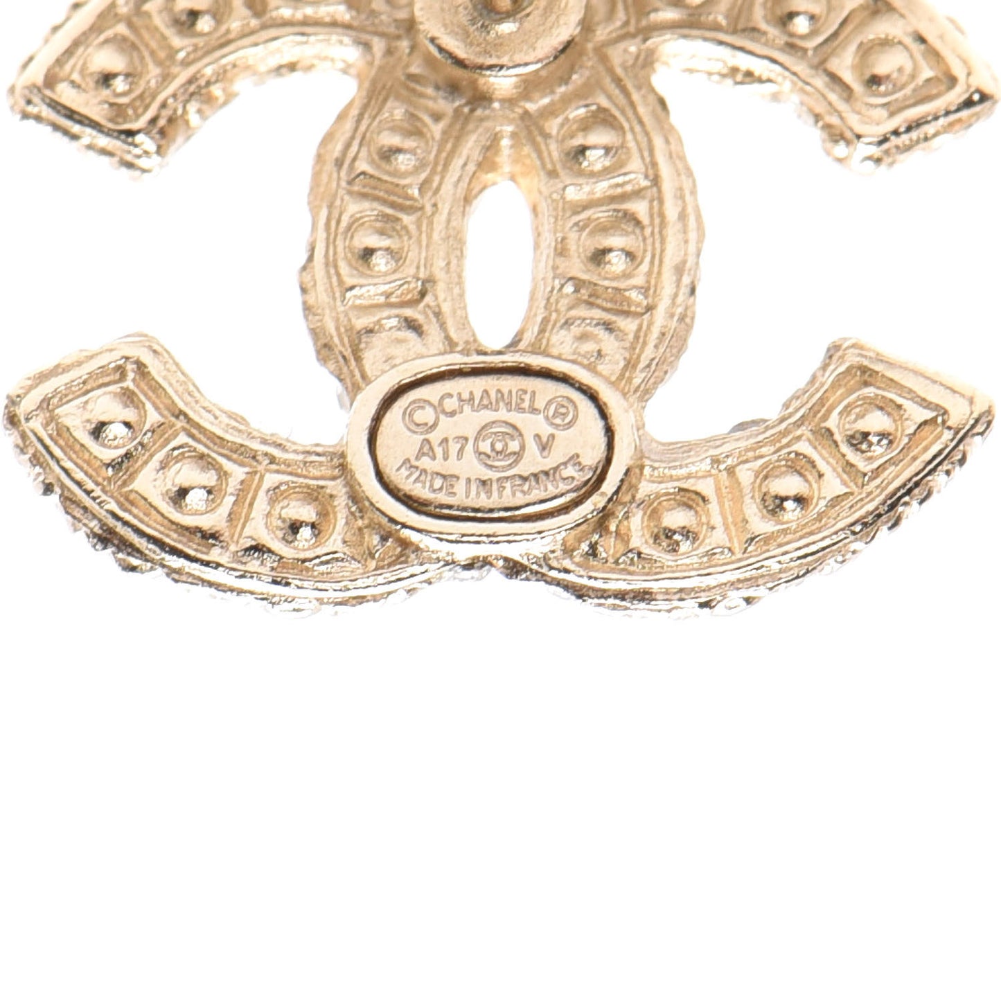 Metal Pearl CC Earrings Gold