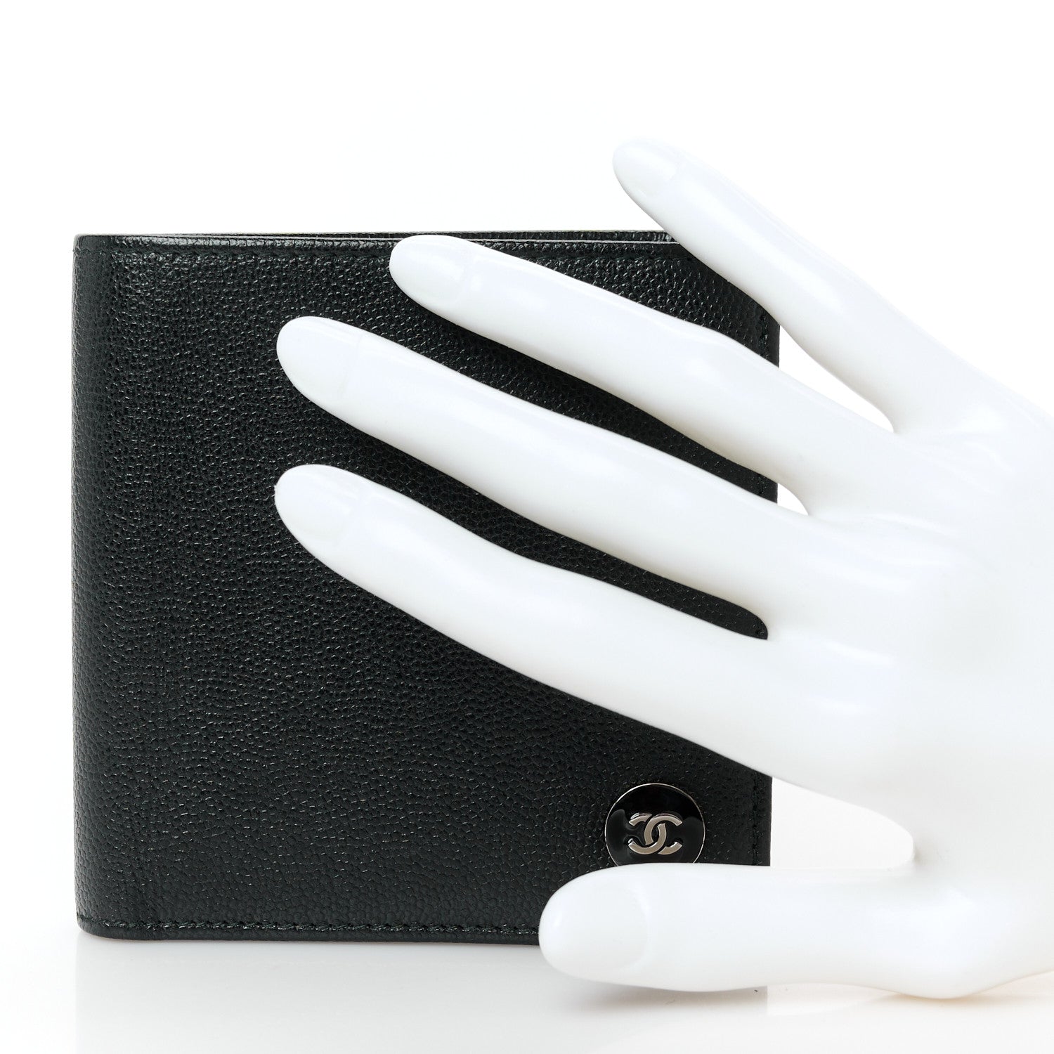 Chanel Caviar CC Button Bi-Fold Wallet Black 2 of 11