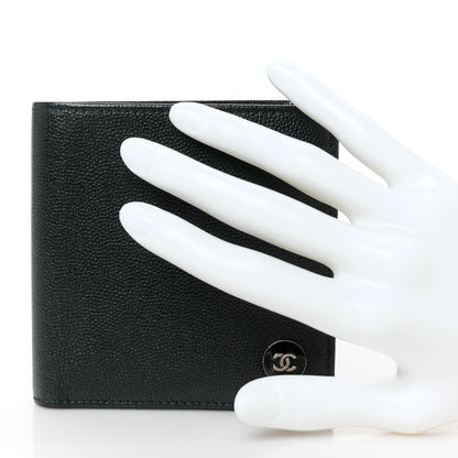 Chanel Caviar CC Button Bi-Fold Wallet Black 2 of 11
