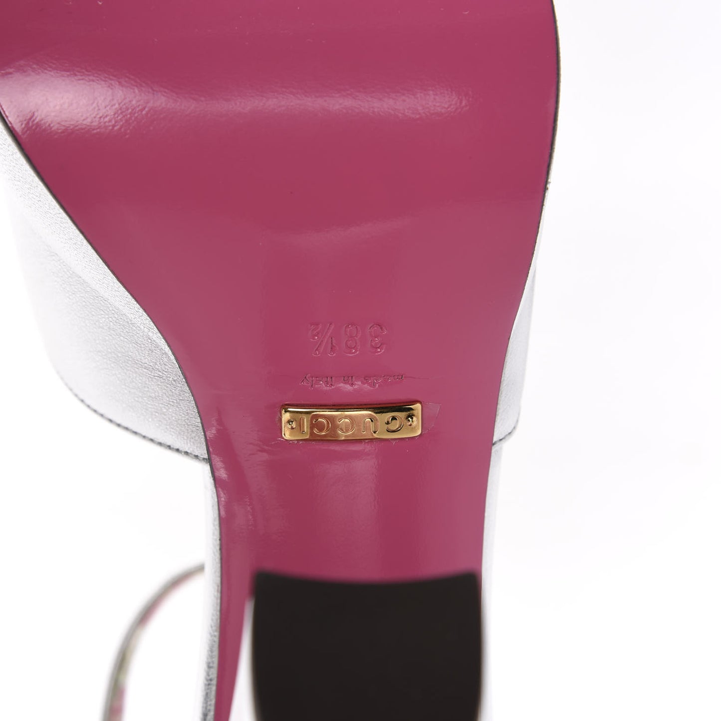 Metallic Nappa Ankle Strap Platform Pumps 38.5 Argento