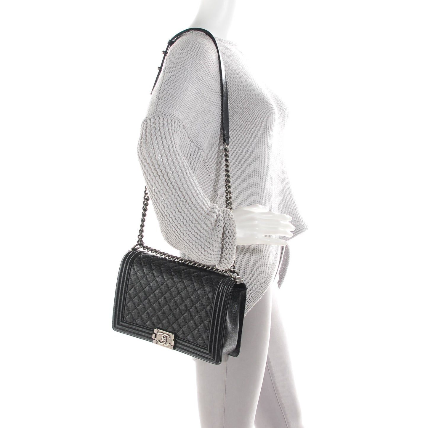 Caviar Quilted New Medium Boy Flap Black