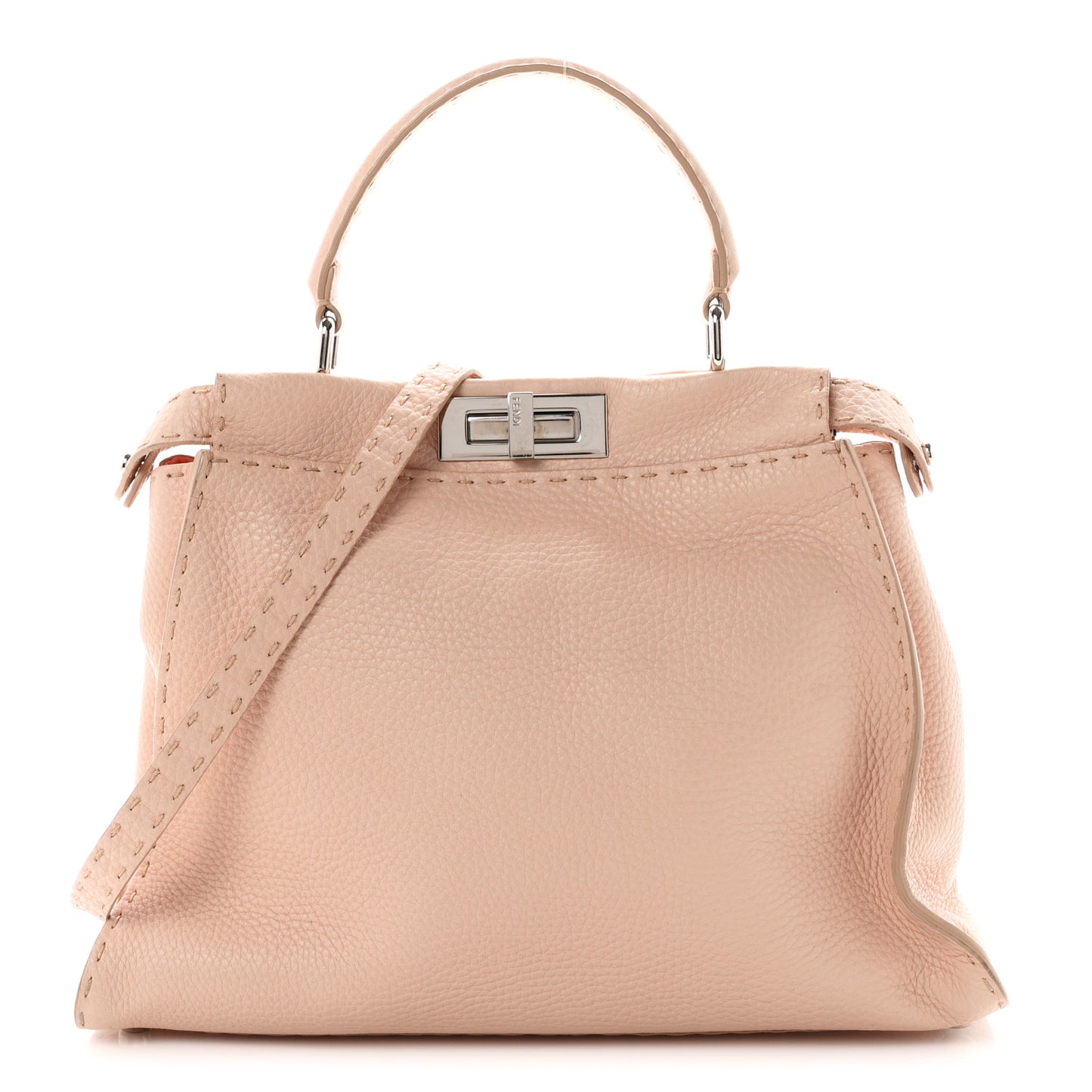 Cuoio Romano Selleria Bi-Color Medium Peekaboo Iconic Satchel Rosa Plaster Pesca