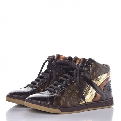 Louis Vuitton Calfskin Monogram High Top Sneakers 36 Brown 3 of 11