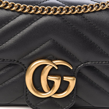 Gucci Calfskin Matelasse Super Mini GG Marmont Shoulder Bag Black 10 of 11