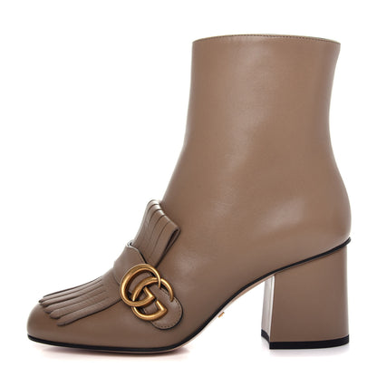 Gucci Malaga Kid GG Marmont Fringe 75mm Ankle Boots 37 Mud 1 of 11