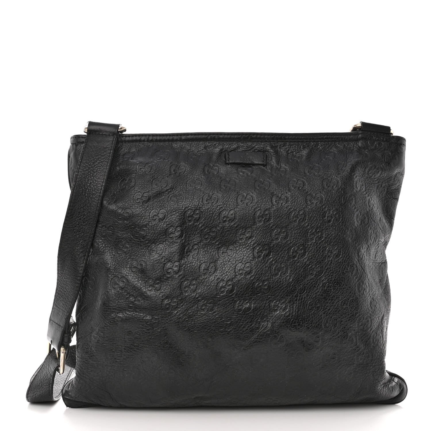 Gucci Guccissima Flat Messenger Bag Black 1 of 11