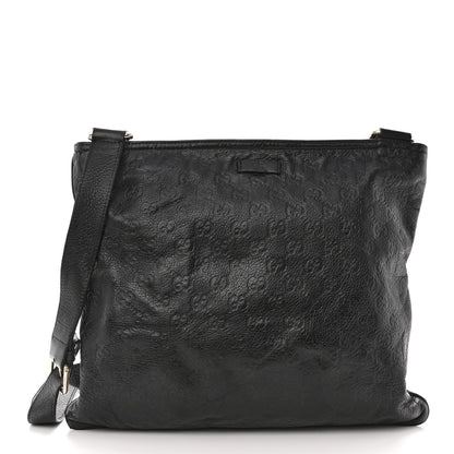 Gucci Guccissima Flat Messenger Bag Black 1 of 11