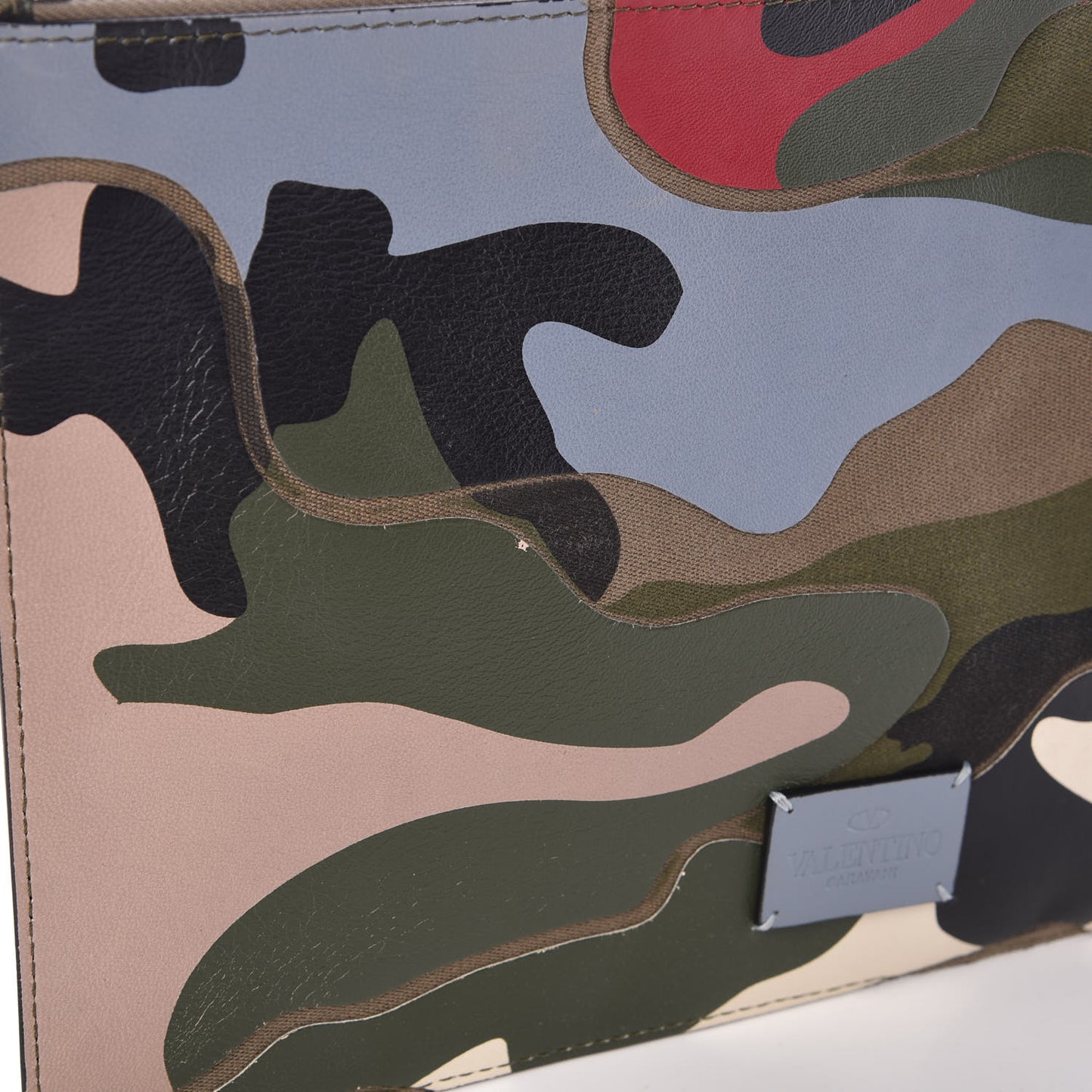 Nappa Canvas Camouflage Zip Pouch Multicolor