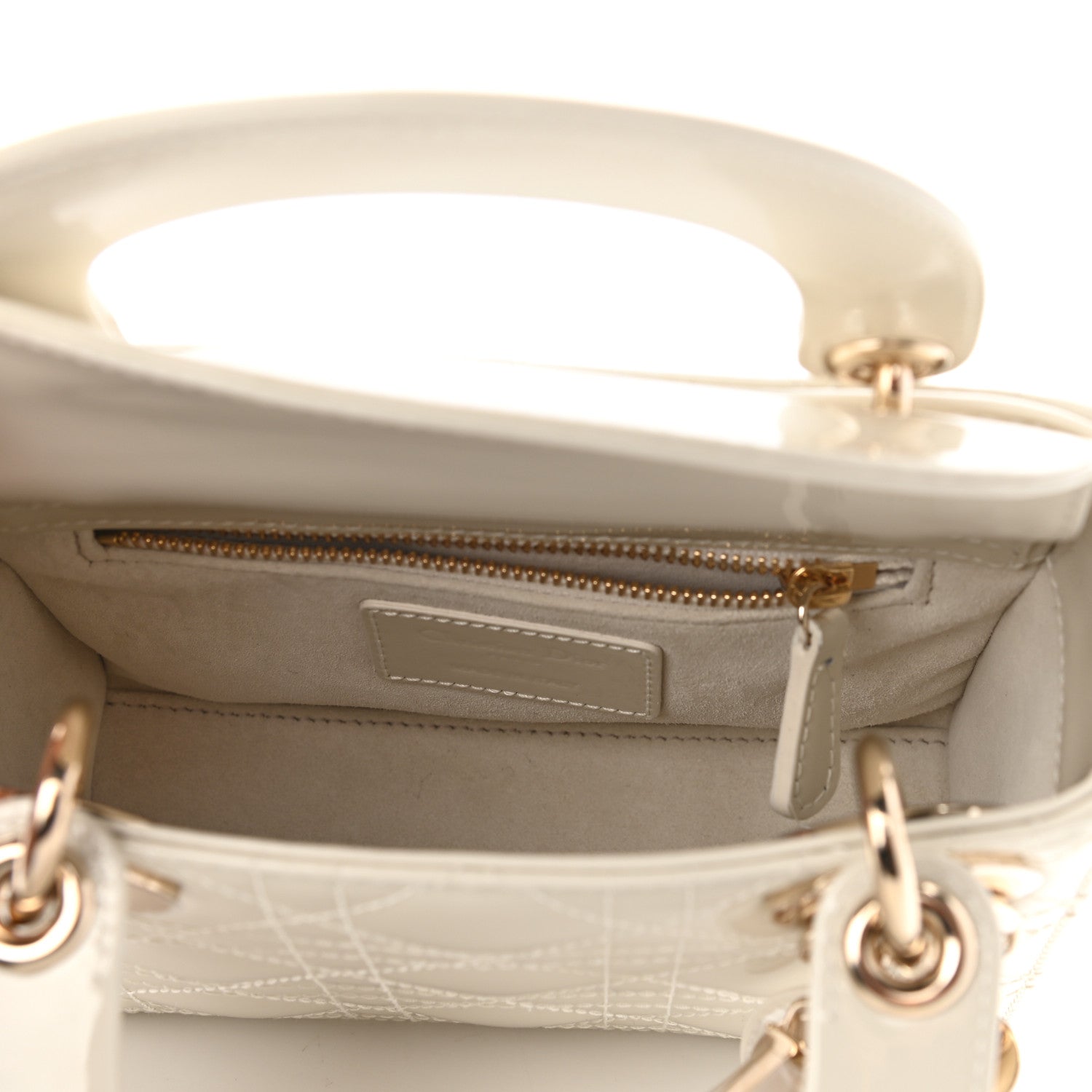 Christian Dior Patent Cannage Mini Lady Dior Ivory 4 of 9