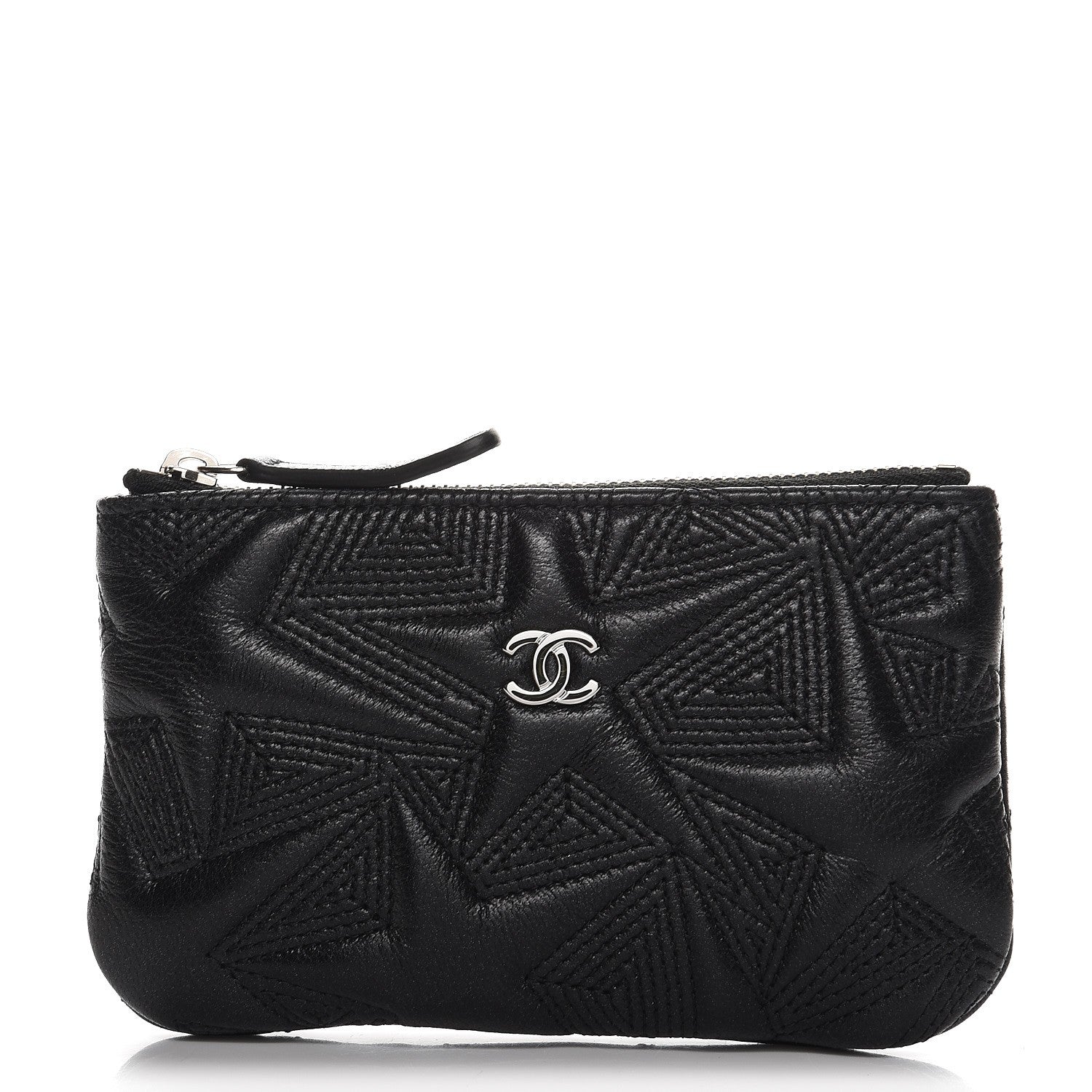 Chanel Lambskin Star Embossed Coin Purse Case Black 1 of 8