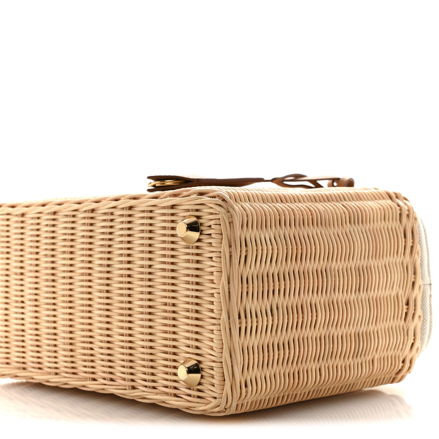 Prada Canvas Wicker Shoulder Bag White 10 of 11