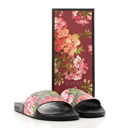 Gucci GG Supreme Monogram Blooms Slide Sandals 39 Beige Multicolor 7 of 7