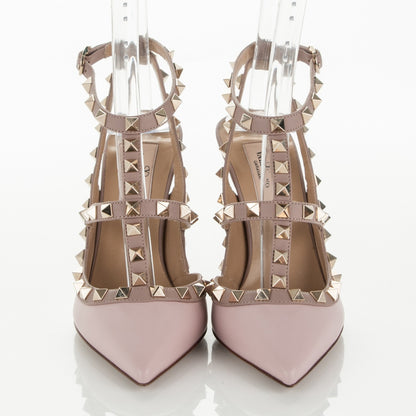 Valentino Garavani Calfskin Rockstud Ankle Strap 100mm Pumps 35 Water Rose Poudre 2 of 6