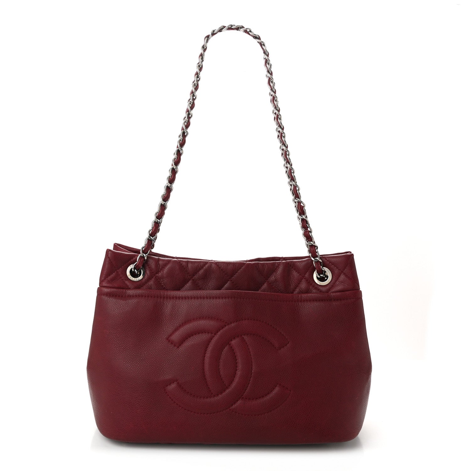 Chanel Caviar Quilted Large Timeless CC Soft Tote Dark Red 1 of 10