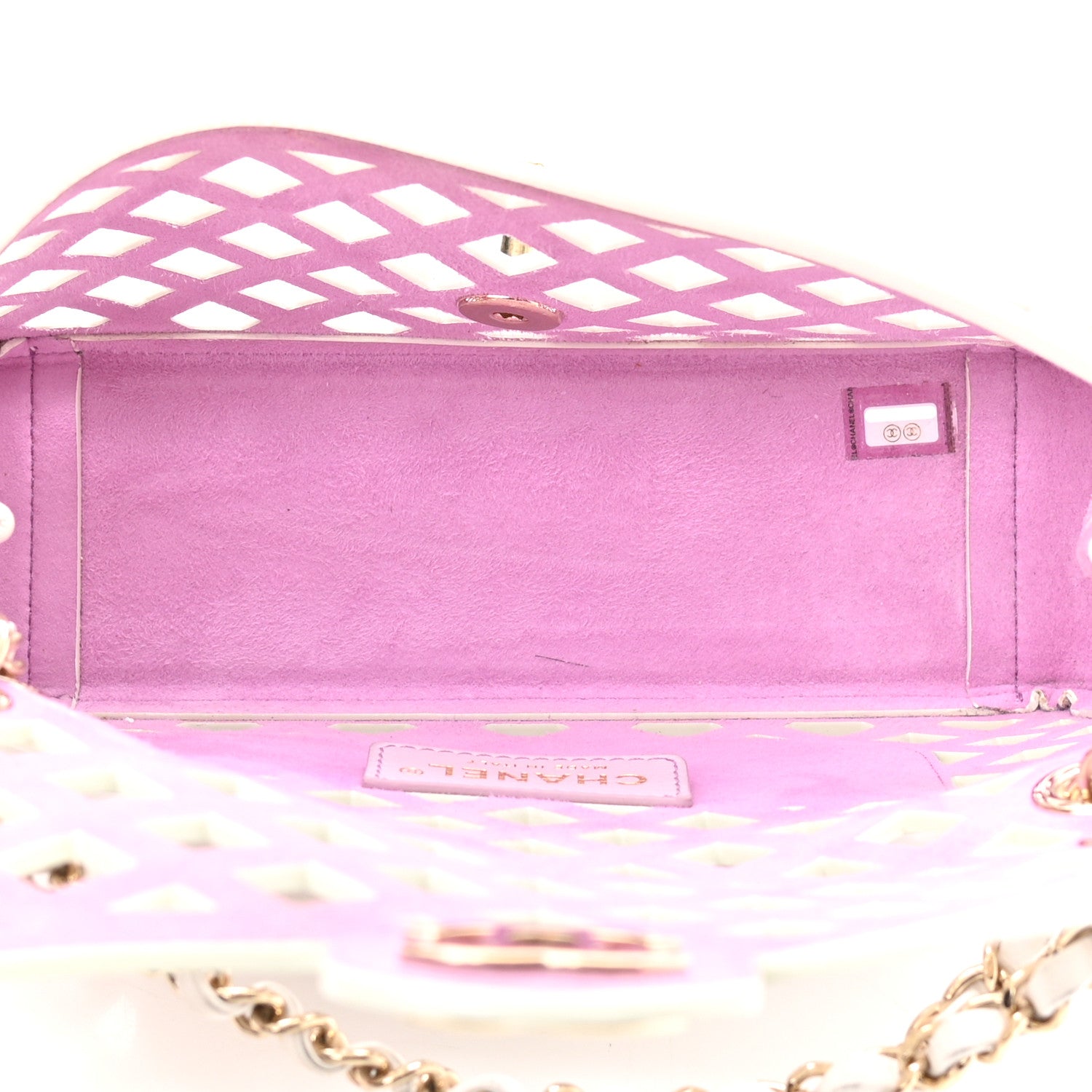 Chanel Lambskin Small Sea Through Flap White Multicolor 6 of 14