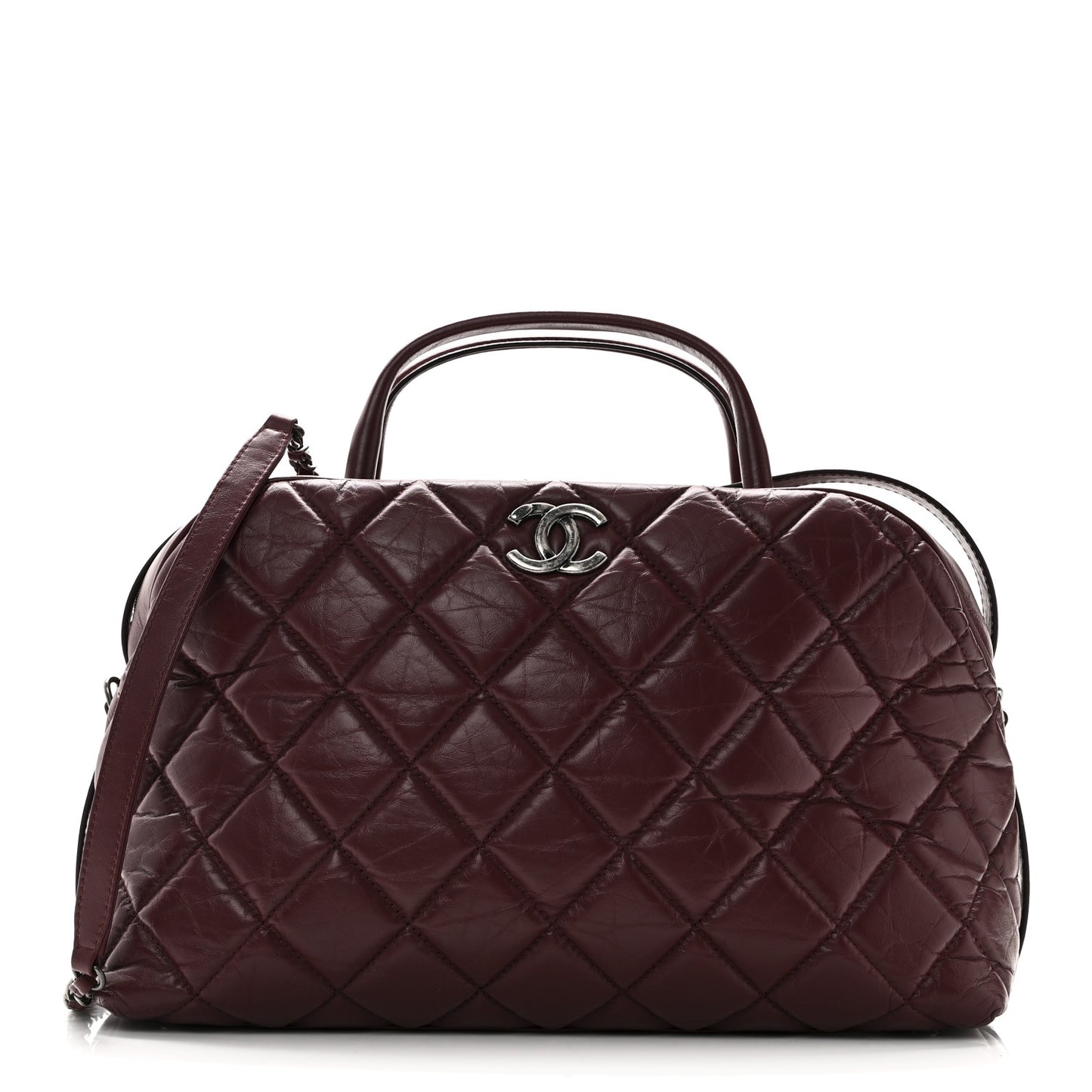 Aged Calfskin Small Bowling Bag Burgundy