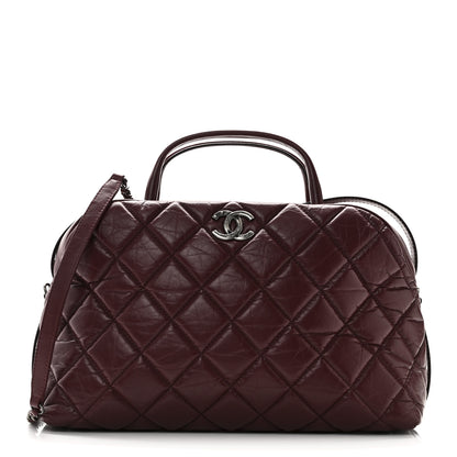 Chanel Aged Calfskin Small Bowling Bag Burgundy 1 of 11