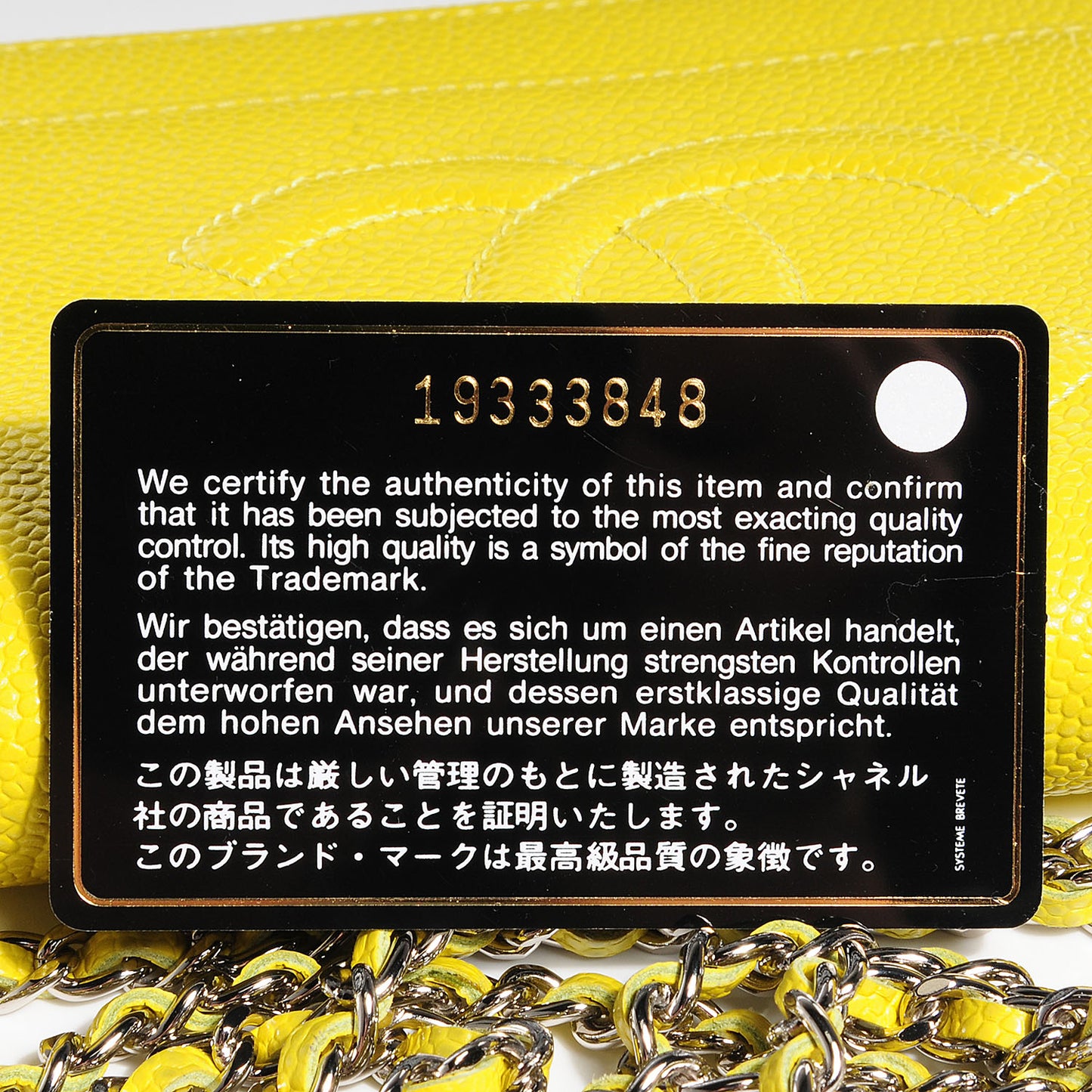 Caviar Timeless CC Wallet on Chain WOC Yellow