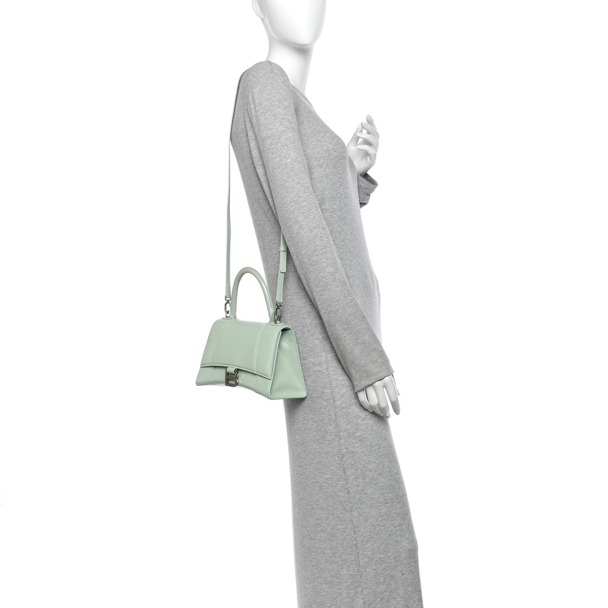 Balenciaga Shiny Box Calfskin Small Hourglass Top Handle Bag Light Green 2 of 10