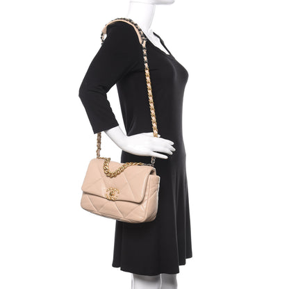 Chanel Lambskin Quilted Medium 19 Flap Beige 2 of 11
