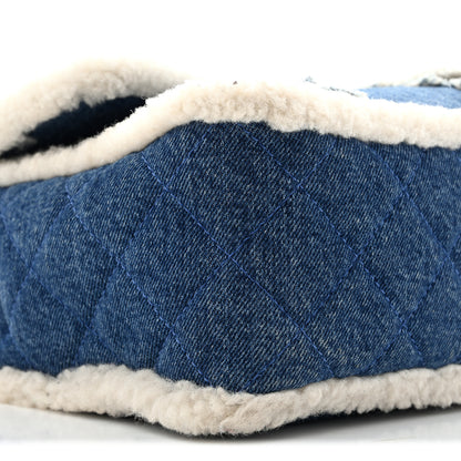 Chanel Denim Shearling Hieroglyph Flap Blue 11 of 13